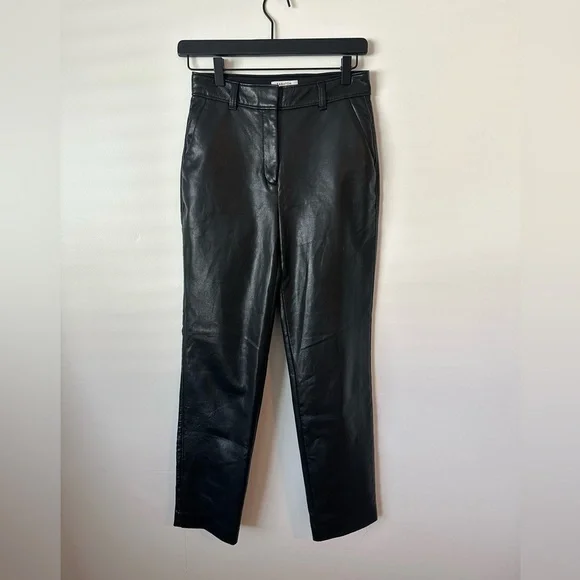 Aritzia Babaton Command Cropped Black Leather Pant Size 2 - Picture 6 of 12